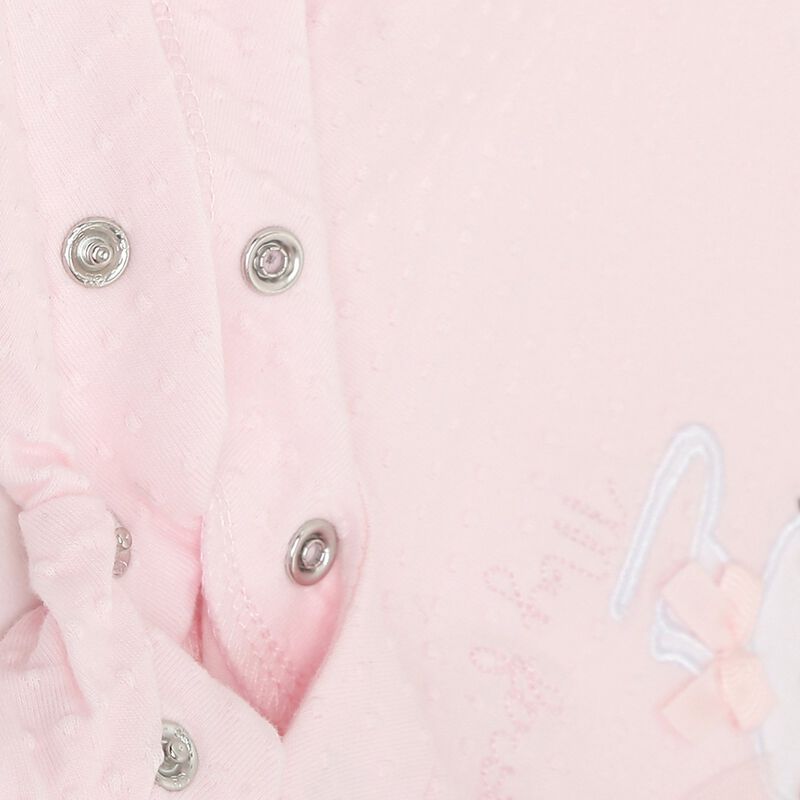 Girls Light Pink Printed Leg Opening Babysuit image number null
